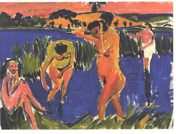 Ernst Ludwig Kirchner Four bathers oil painting image